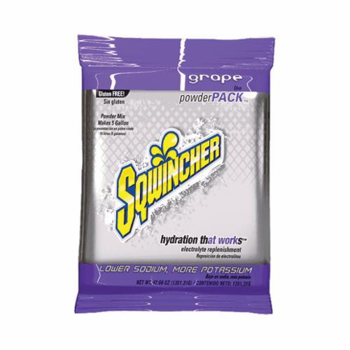 Sqwincher 016406-GR Powder Pack Dry Mix Sports Drink Mix, 47.66 oz Pack, 5 gal Yield, Powder Form, Grape