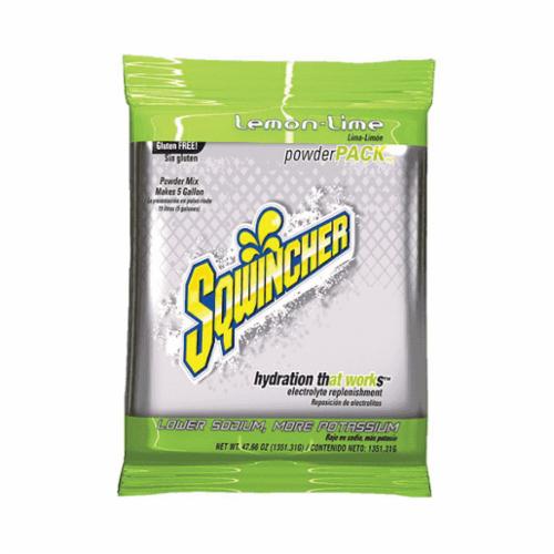 Sqwincher 016408-LL Powder Pack Dry Mix Sports Drink Mix, 47.66 oz Pack, 5 gal Yield, Powder Form, Lemon Lime