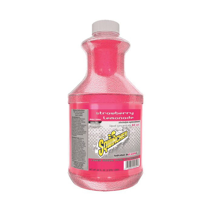 Sqwincher 030319-SL Concentrated Sports Drink Mix, 64 oz Bottle, 5 gal Yield, Liquid Form, Strawberry Lemonade