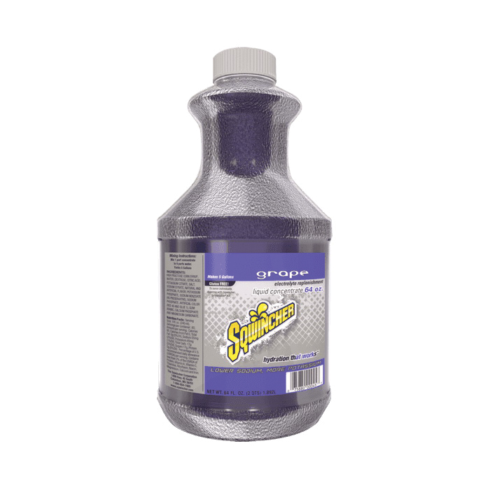Sqwincher 030322-GR Sports Drink Mix, 64 oz Bottle, 5 gal Yield, Liquid Form, Grape