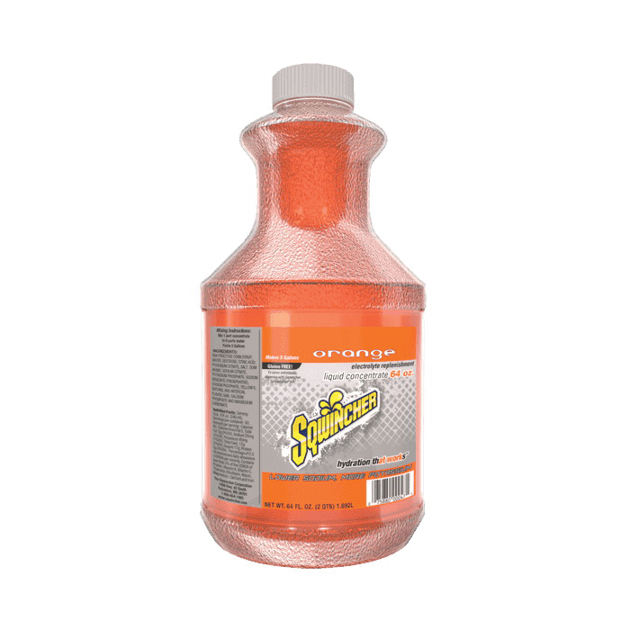 Sqwincher 030324-OR Sports Drink Mix, 64 oz Bottle, 5 gal Yield, Liquid Form, Orange