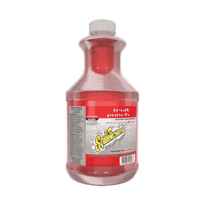 Sqwincher 030325-FP Sports Drink Mix, 64 oz Bottle, 5 gal Yield, Liquid Form, Fruit Punch