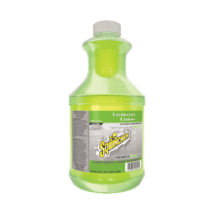Sqwincher 030328-LL Sports Drink Mix, 64 oz Bottle, 5 gal Yield, Liquid Form, Lemon Lime