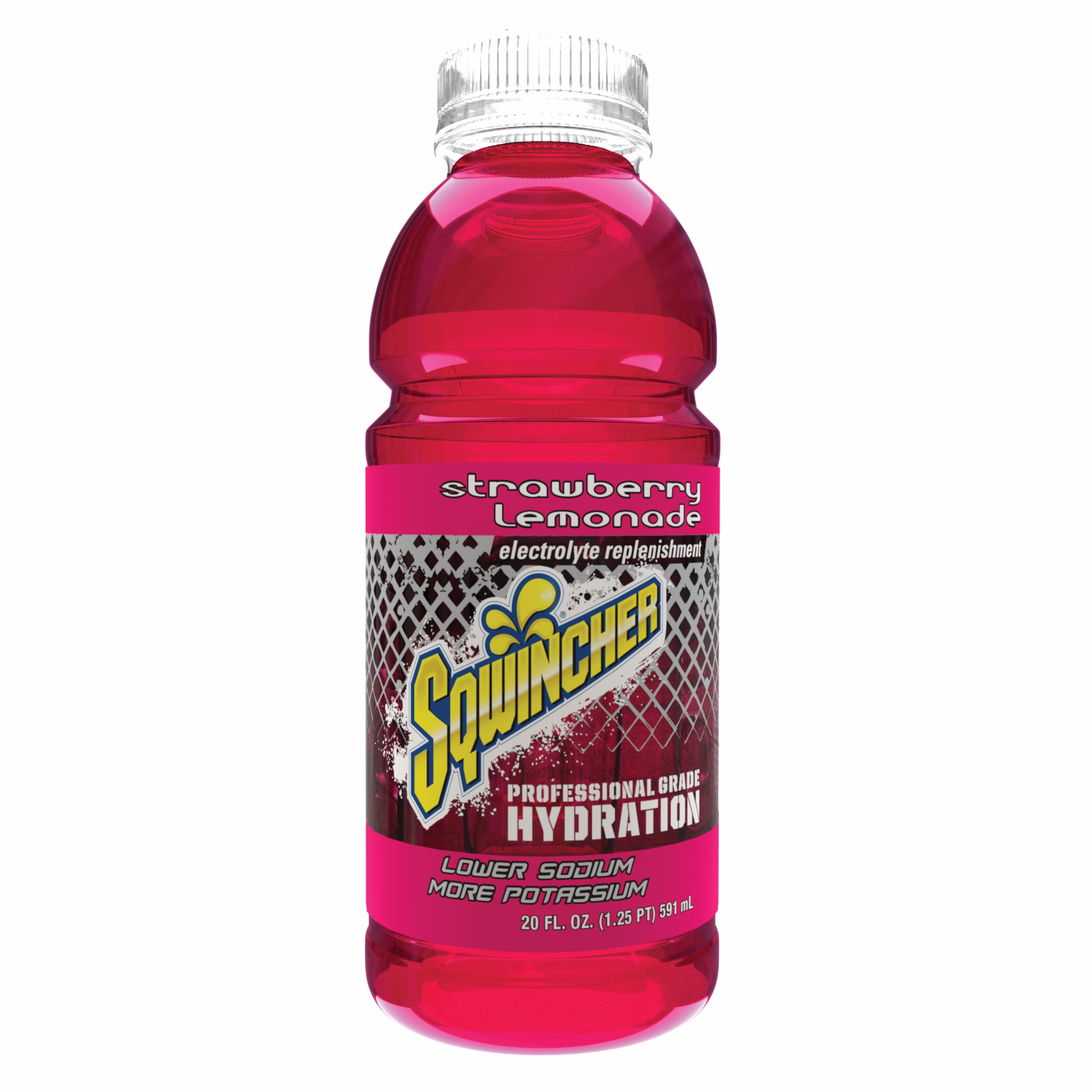 Sqwincher 030536-SL Widemouth Sports Drink, 20 oz Ready-To-Drink Plastic Bottle, Liquid Form, Strawberry Lemonade