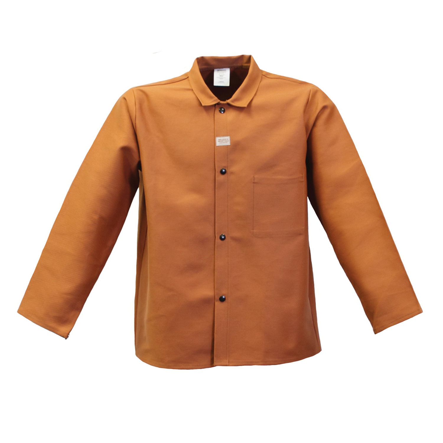 Stanco Welder's Wear W630-L Welding Jacket With Collar, L, Cotton, Brown, Resists: Flame