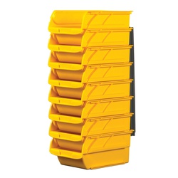 Stanley 057208R #2 Nest and Stack Storage Bin Set With Wall Hangers, 6-1/2 in L x 4-1/8 in W x 13-1/2 in H, Yellow