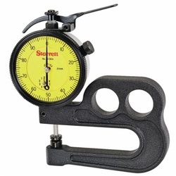 Starrett 1015MA Portable Dial Hand Gage, 10 mm, Graduations: 0.01 mm, 1/4 in Dia Flat Contact, 63 mm D Throat