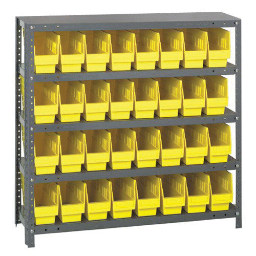 Store-More 1239-201YL Bin Shelving System, 39 in H x 36 in W x 12 in D, 5 Shelves, 32 Bins
