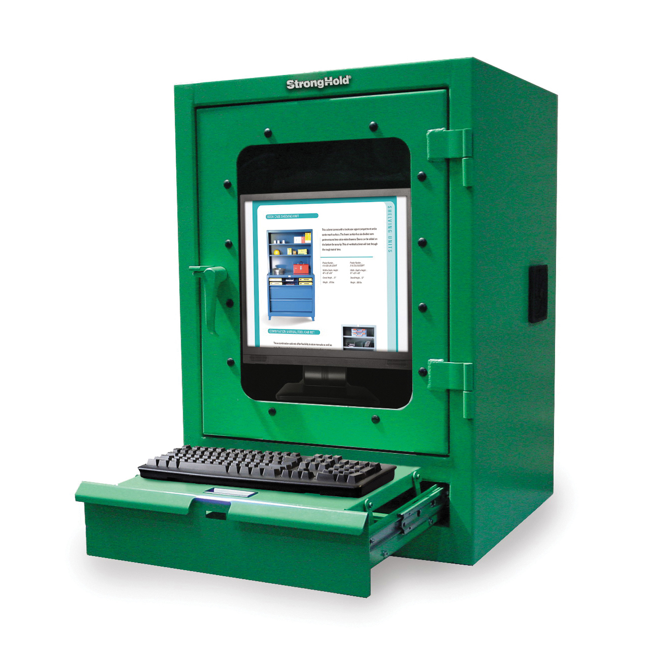 Strong Hold 23-CC-240-RK Heavy Duty Industrial Desktop Computer Cabinet With Keyboard Drawer, 37 in H x 26 in W x 24 in D