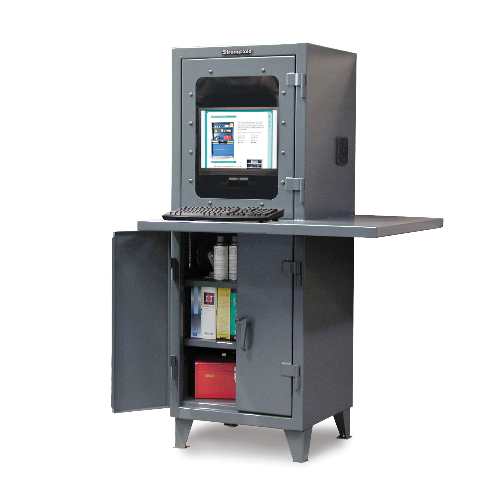 Strong Hold 26-CC-242-1WLDSLF Heavy Duty Industrial Computer Cabinet, 66 in H x 26 in W x 24 in D