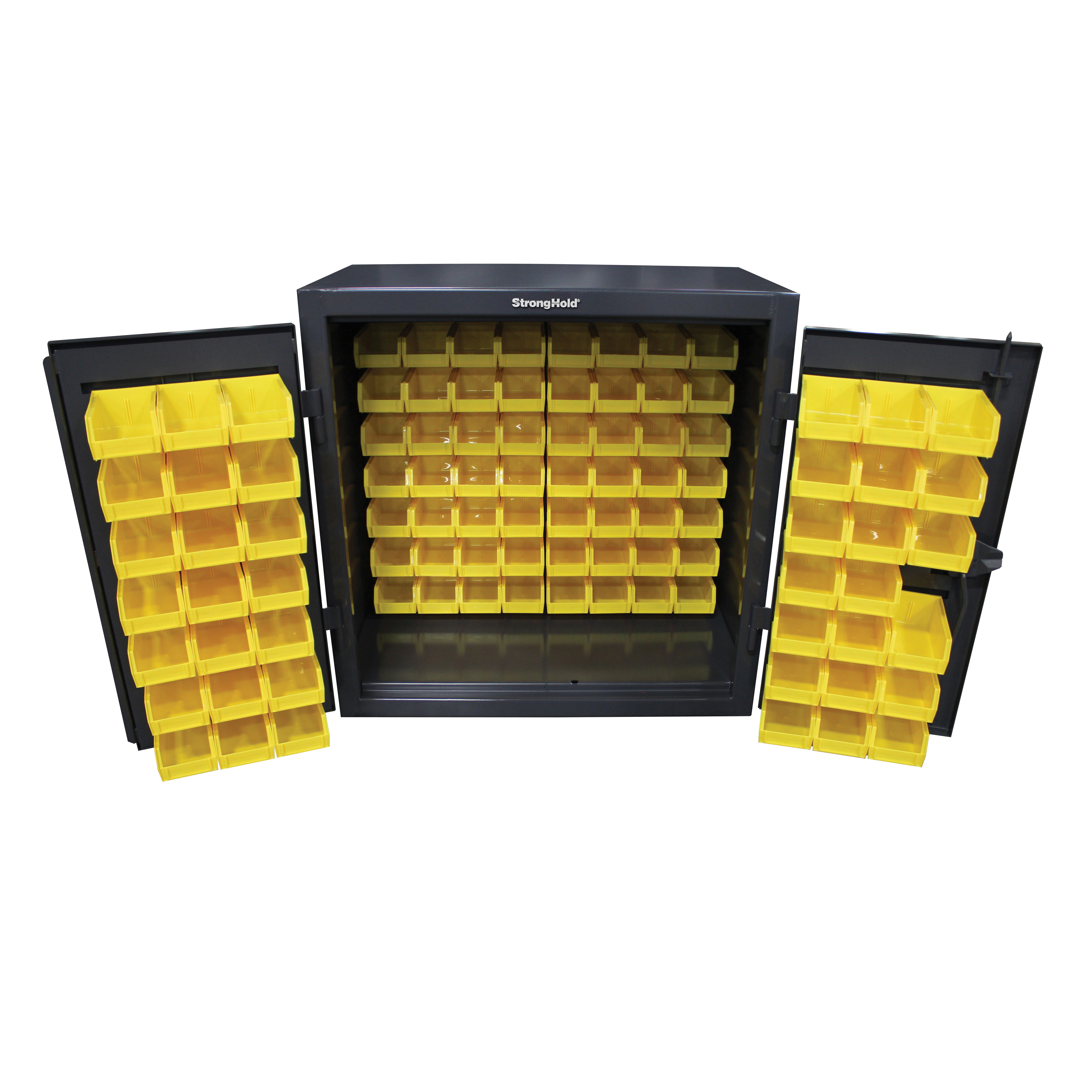 Strong Hold 33-BB-200 Counter Height Bin Storage Cabinet, 96 Bins, Dark Gray, 20 in L x 36 in W x 36 in H