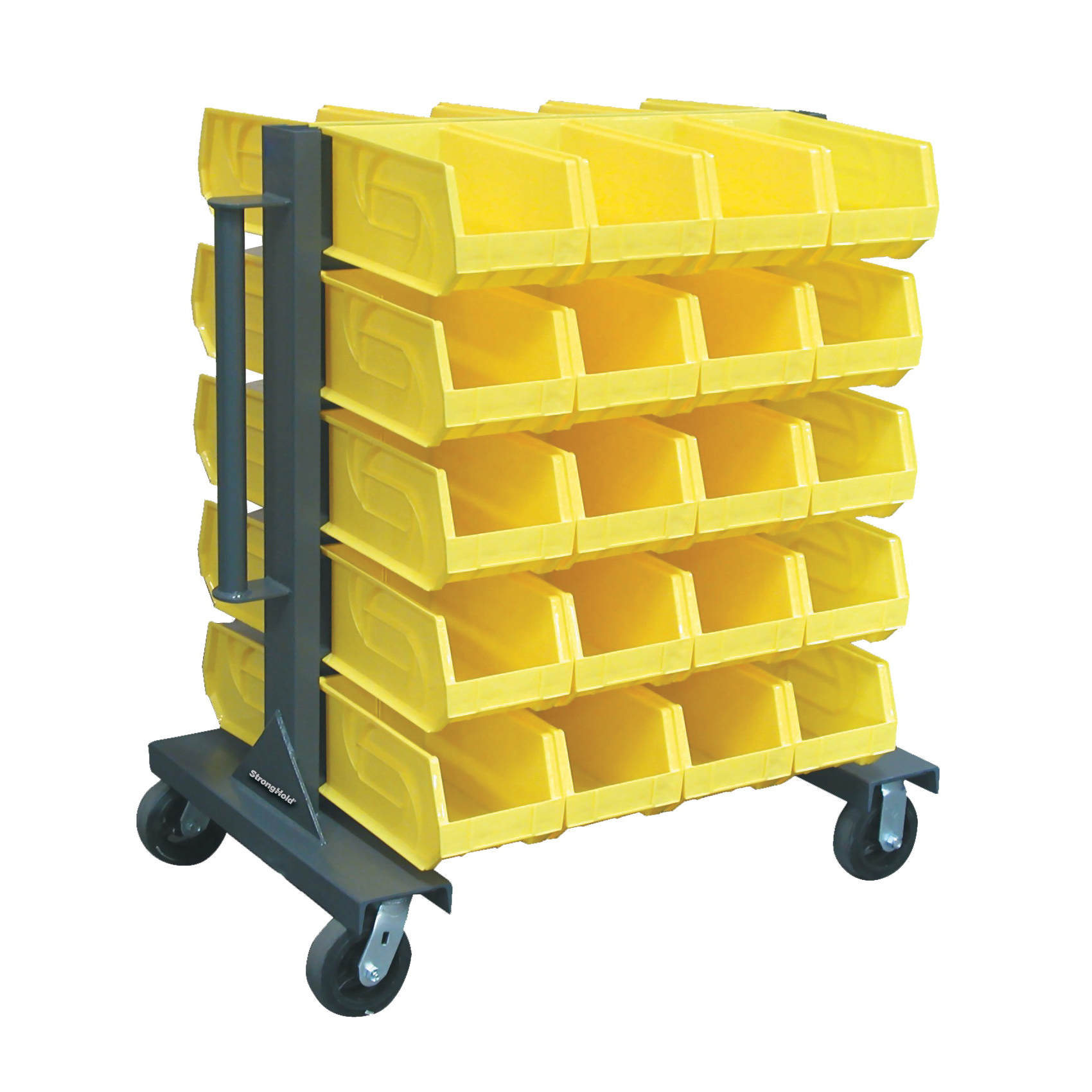 Strong Hold 3.33.2-BR-40CA Heavy Duty Hang and Stack Mobile Bin Rack, 40 Bins, Gray, 37 in W x 48 in H