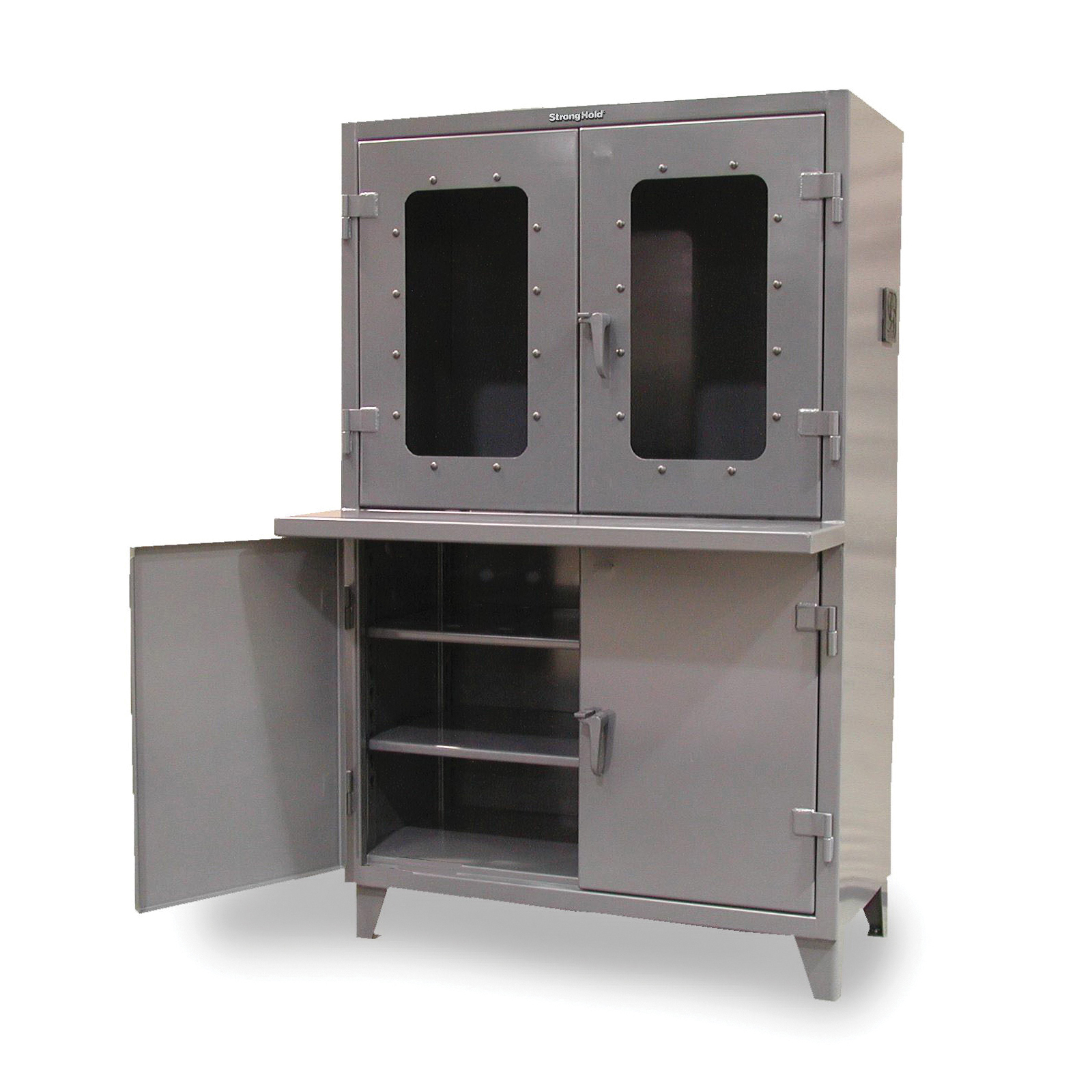 Strong Hold 46-CC-LD-242ES Heavy Duty Industrial Clear View Computer Cabinet With Welded Shelf, 72 in H x 48 in W x 24 in D