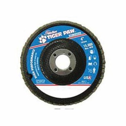 Tiger Paw 51102 High Performance Coated Abrasive Flap Disc, 4 in Dia Disc, 5/8 in Center Hole, 60 Grit, Medium Grade, Zirconia Alumina Abrasive, Type 27/Flat Disc