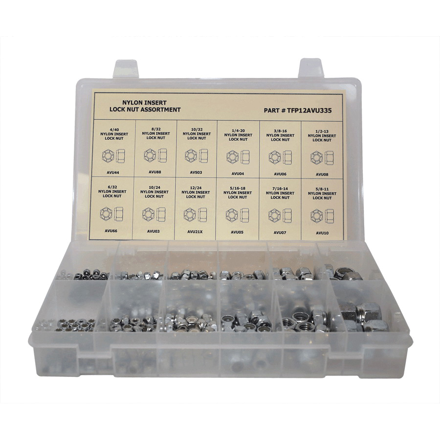 Titan TFP12AVU335 Nylon Insert Lock Nut Assortment Kit, 335 Pieces