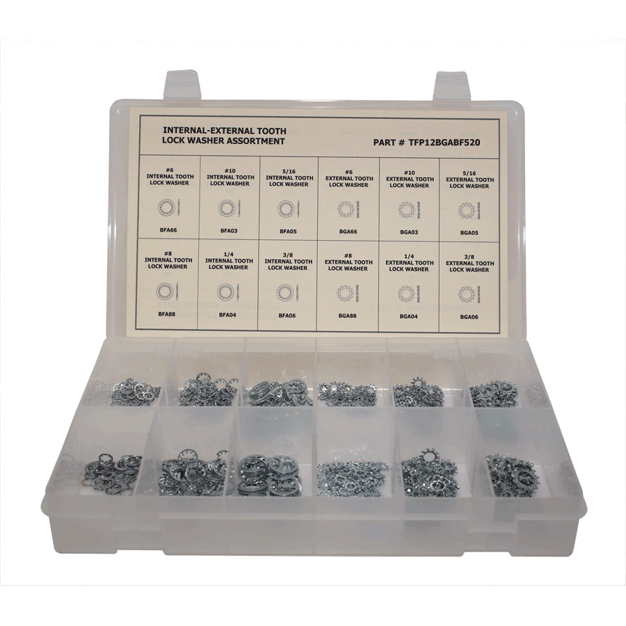 Titan TFP12BGABF520 Internal/External Tooth Washer Assortment Kit, 520 Pieces