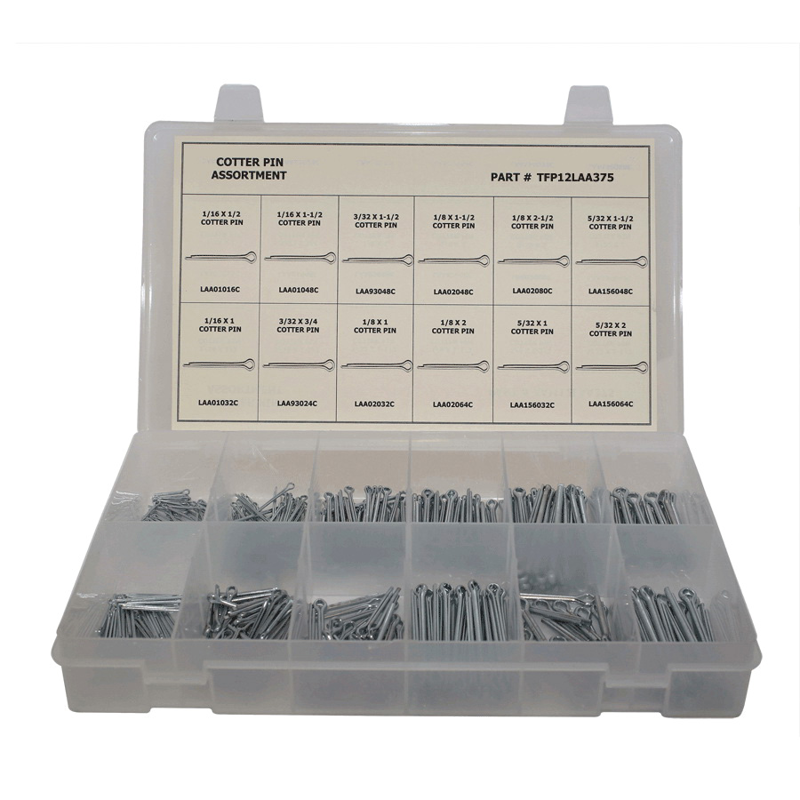 Titan TFP12LAA375 Cotter Pin Assortment, 375 Pieces, Zinc Plated