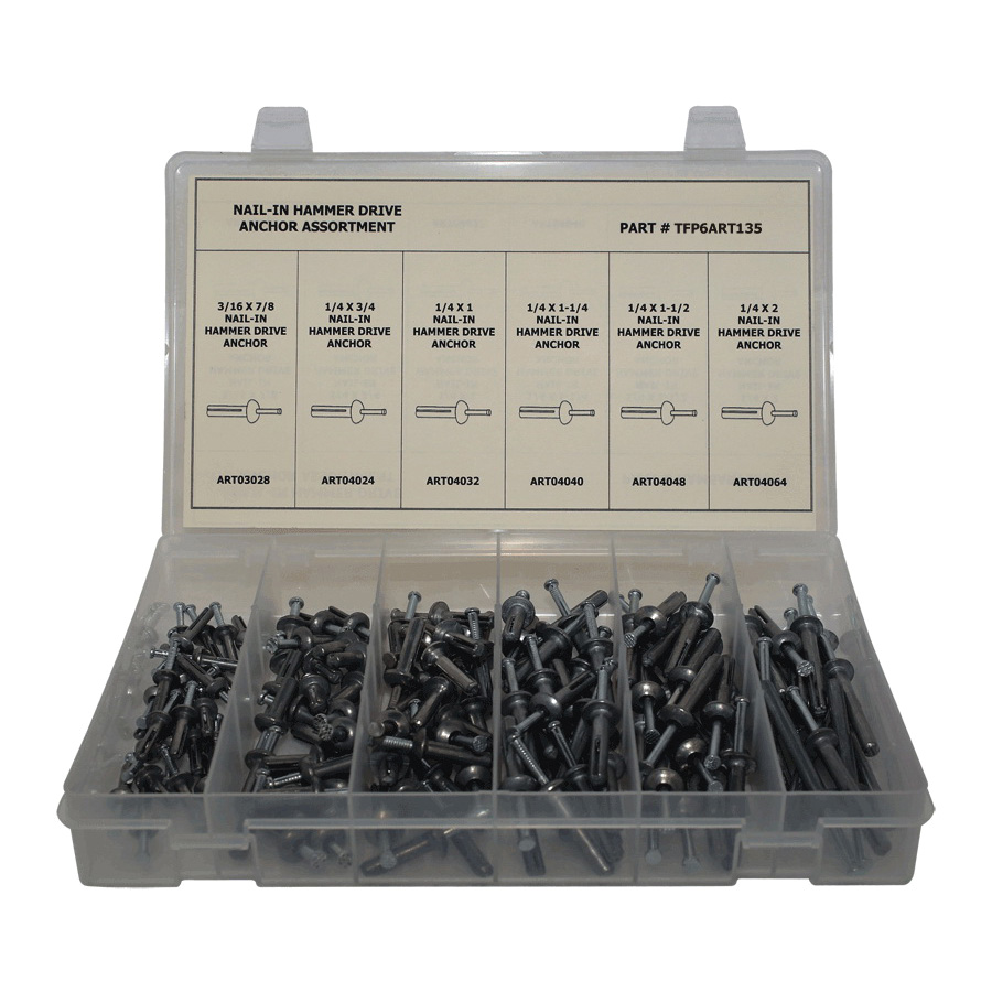 Titan TFP6ART135 Nail-in Hammer Drive Pin Anchor Assortment, 135 Pieces