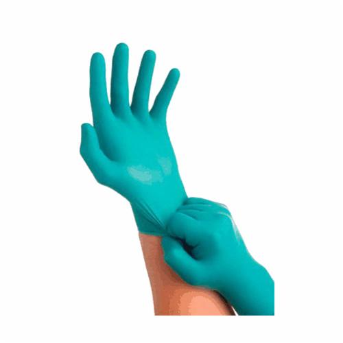 TouchNTuff 585189 92-500 Disposable Gloves, M/SZ 7.5 to 8, Nitrile, Green, 9-1/2 in L, Powdered, Textured Finger, 5 mil THK, Application Type: Food Grade, Ambidextrous Hand