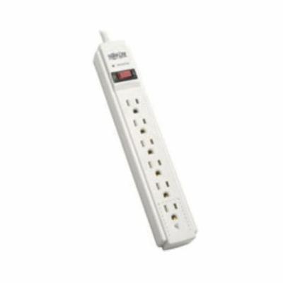 Tripp Lite TLP606 Surge Protector, 120 VAC, 15 A, 6 Outlets, 6 ft L Cord, Wall Mount