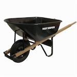 True Temper J6 Wheelbarrow, 6 cu-ft, 1 Wheels, Tubed Tire, Steel Tray, Hardwood Handle