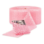 U-Line S-1268P Anti-Static Perforated Bubble Wrap Roll, 250 ft L x 12 in W, 1/2 in Bubble, Nylon, Pink