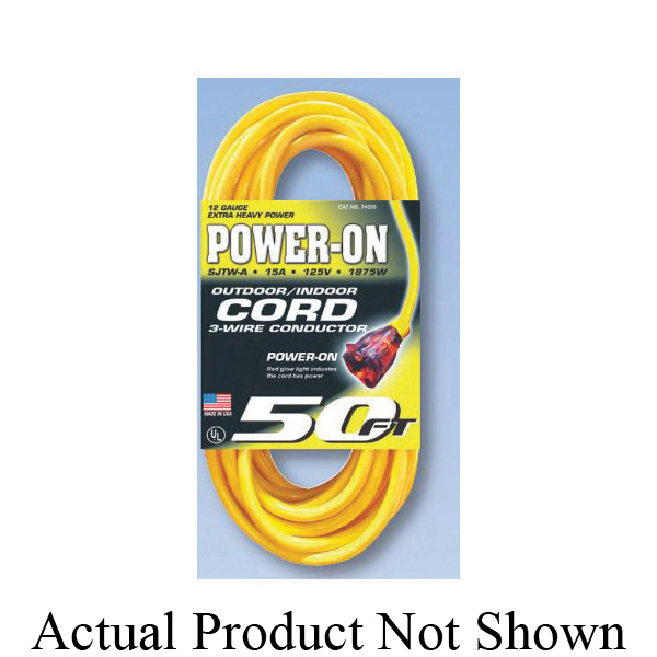 U.S. Wire & Cable 74025 Temp-Flex-35 Cord Set, 300 V, 15 A at 125 V, 25 ft L Cord, 3 Conductors