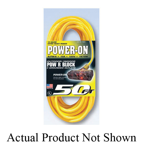 U.S. Wire & Cable 76050 Temp-Flex-35 Cord Set, 300 V, 15 A at 125 V, 50 ft L Cord, 3 Conductors
