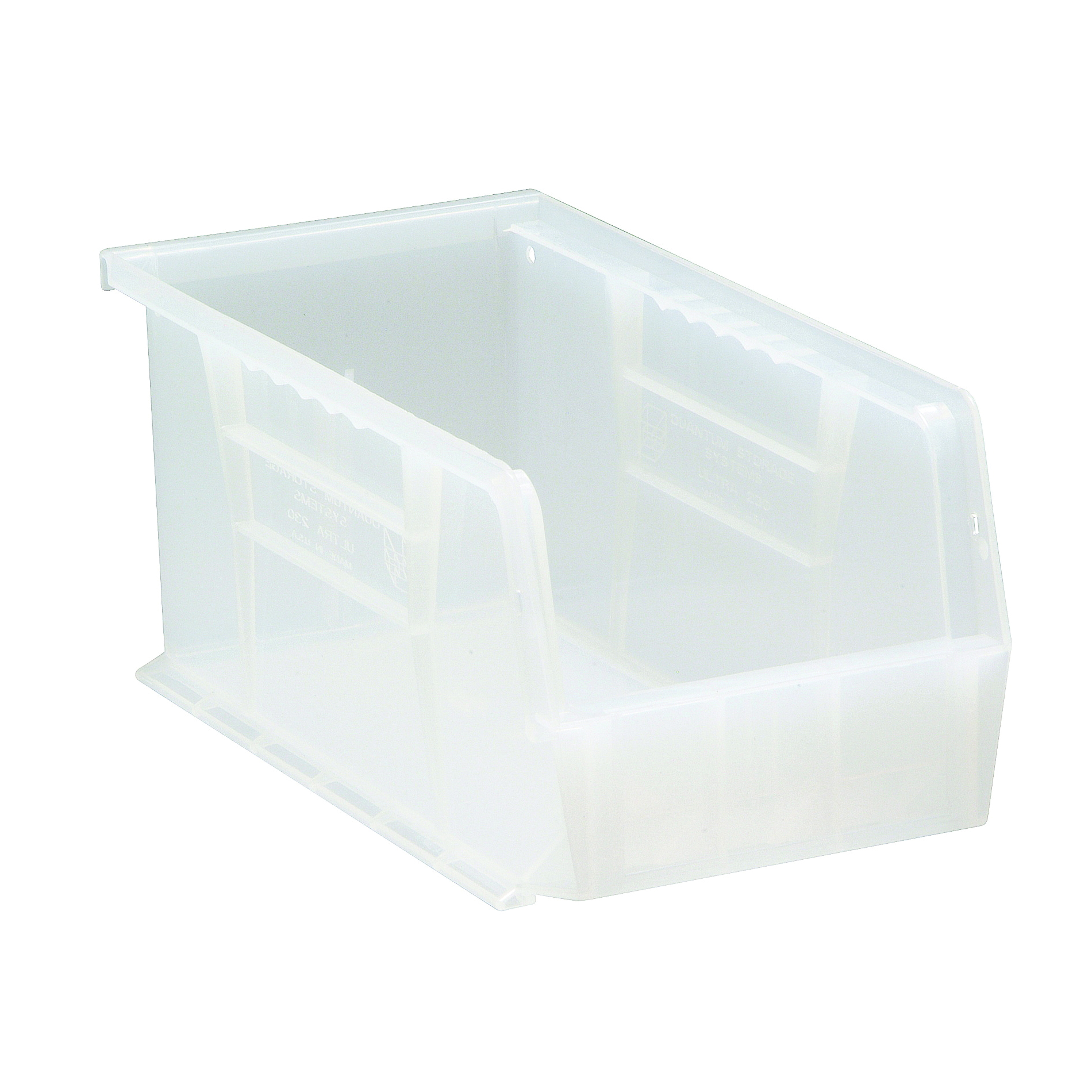 Ultra QUS230CL Heavy Duty Stack and Hang Bin, 10-7/8 in L x 5-1/2 in W x 5 in H, 0.17 cu-ft, Clear