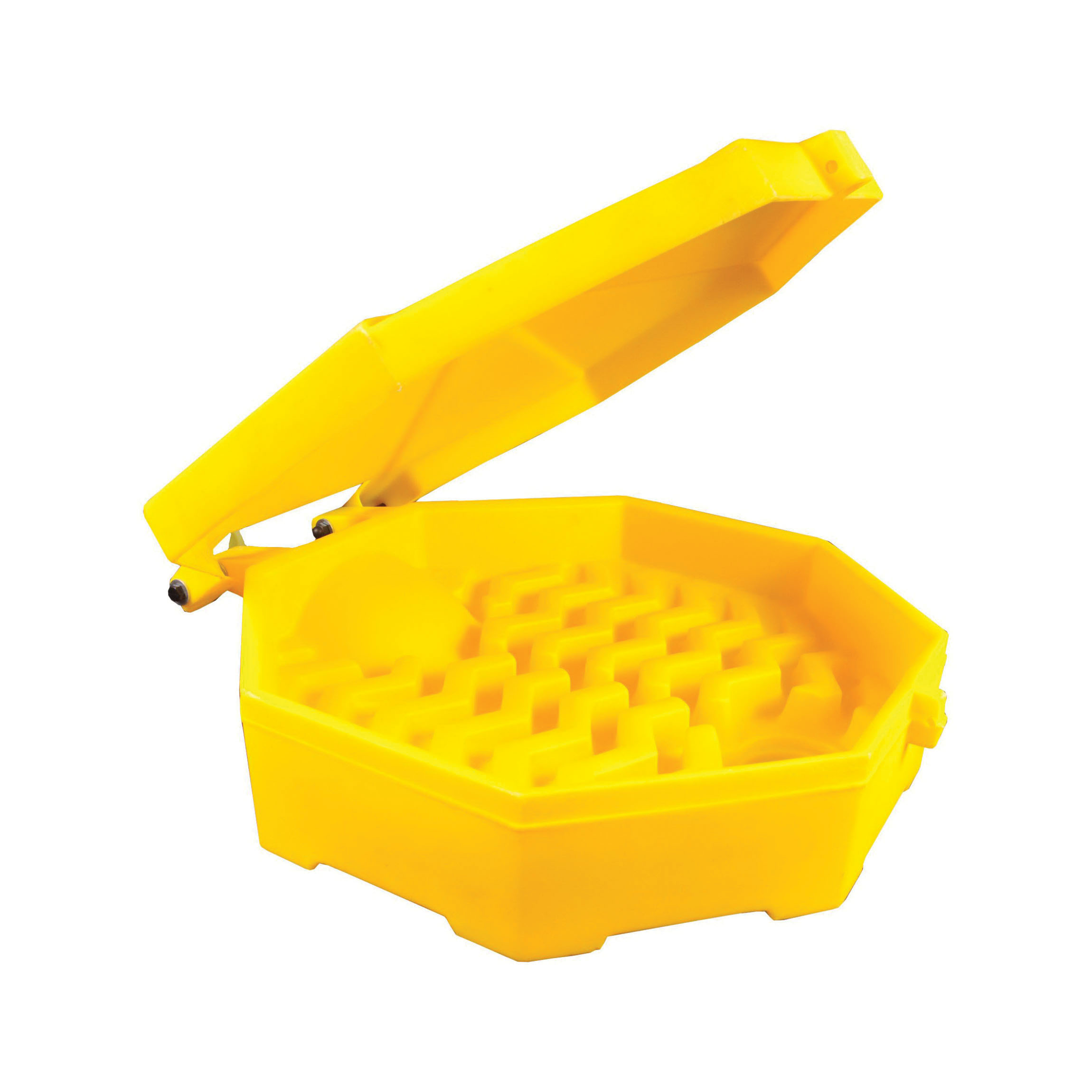UltraTech 0487 Ultra-Drum Funnels Bung Access Funnel With Hinged Lid, For Use With 3/4 in 6 gal Drum Bung, Polyethylene, Yellow
