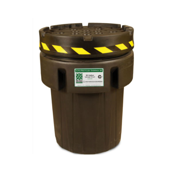 UltraTech 0570 Ultra-Overpack Salvage Drum Recyclable Salvage Drum With Lid, 95 gal Spill, 32-1/4 in Dia x 38-1/2 in H, Black