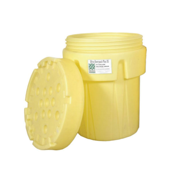 UltraTech 0580 Ultra-Overpack Salvage Drum Plus Salvage Drum With Lid, 95 gal Spill, 32-1/2 in Dia x 38-1/4 in H, Yellow