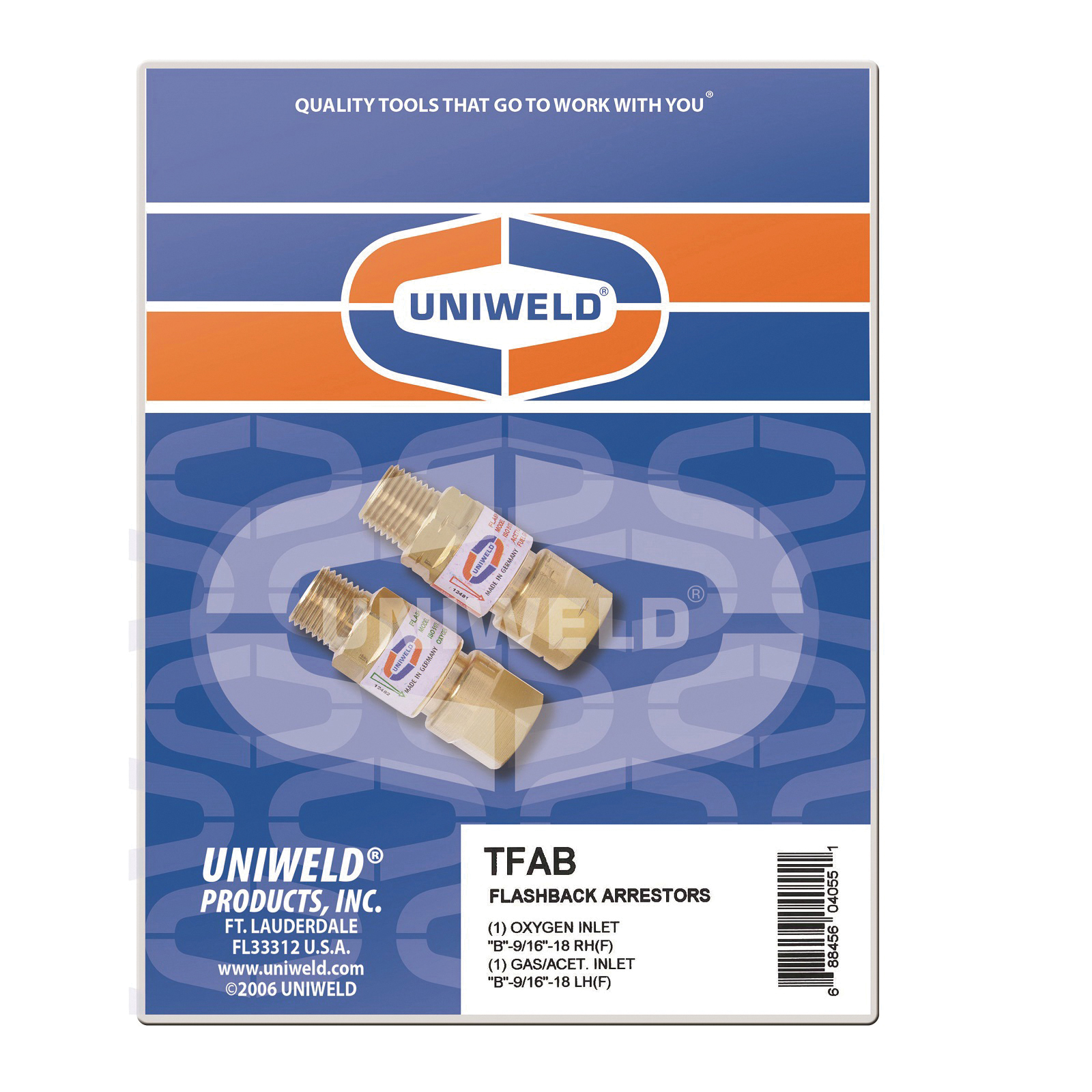 UNIWELD TFAB Non-Filtered Flashback Arrestor, Cylinder Gas Oxygen/Fuel