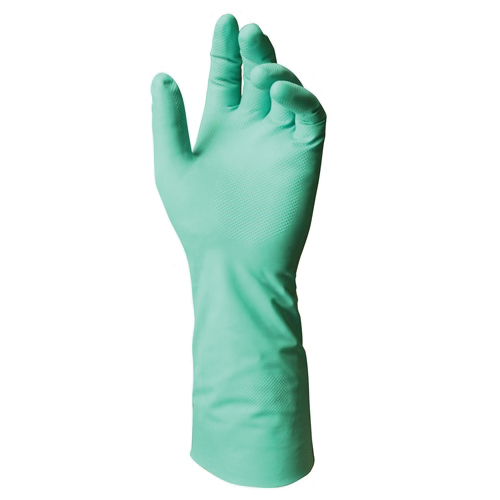 SolVex II 184705 37-646 Chemical-Resistant Gloves, SZ 12, Nitrile, Green, Unlined Lining, 13 in L, Resists: Abrasion, Cut, Chemical, Puncture and Snag, Unsupported Support, Gauntlet Cuff, 11 mil THK