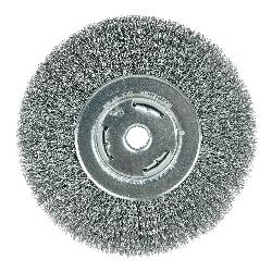 Vortec Pro 06655 Wide Face Wheel Brush, 7 in Dia Brush, 7/8 in W Face, 0.014 in Dia Crimped Filament/Wire, 5/8 in Arbor Hole