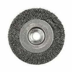 Weiler 00135 Narrow Face Wheel Brush, 4 in Dia Brush, 1/2 in W Face, 0.0118 in Dia Crimped Filament/Wire, 1/2 to 5/8 in Arbor Hole