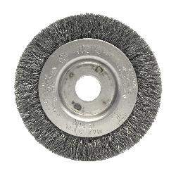Weiler 00204 Narrow Face Wheel Brush, 3 in Dia Brush, 7/16 in W Face, 0.006 in Dia Crimped Filament/Wire, 1/2 to 3/8 in Arbor Hole