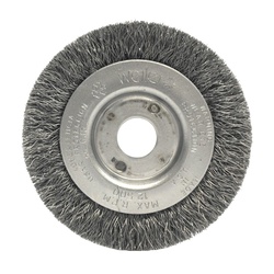Weiler 00264 Narrow Face Wheel Brush, 3 in Dia Brush, 7/16 in W Face, 0.0118 in Dia Crimped Filament/Wire, 1/2 to 3/8 in Arbor Hole