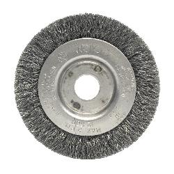 Weiler 00274 Narrow Face Wheel Brush, 3 in Dia Brush, 7/16 in W Face, 0.014 in Dia Crimped Filament/Wire, 1/2 to 3/8 in Arbor Hole