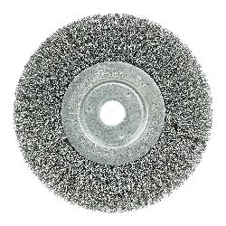 Weiler 01068 Narrow Face Wheel Brush, 6 in Dia Brush, 3/4 in W Face, 0.0118 in Dia Crimped Filament/Wire, 3/4 in Arbor Hole
