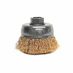 Mighty-Mite 13231 Non-Sparking Cup Brush, 3 in Dia Brush, 5/8-11 UNC Arbor Hole, 0.02 in Dia Filament/Wire, Crimped, Bronze Fill