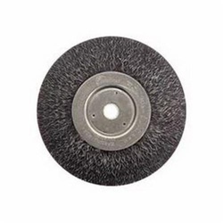 Polyflex 35105 Encapsulated Narrow Face Wheel Brush, 6 in Dia Brush, 1/2 in W Face, 0.0104 in Dia Crimped Filament/Wire, 1/2 to 5/8 in Arbor Hole