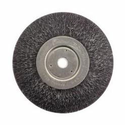 Polyflex 35117 Encapsulated Narrow Face Wheel Brush, 6 in Dia Brush, 1/2 in W Face, 0.014 in Dia Crimped Filament/Wire, 1/2 to 5/8 in Arbor Hole