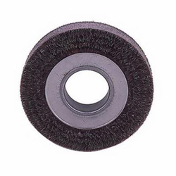 Polyflex 35160 Encapsulated Wide Face Wheel Brush, 6 in Dia Brush, 1 in W Face, 0.0118 in Dia Crimped Filament/Wire, 2 in Arbor Hole