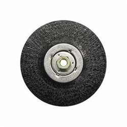 Polyflex 35216 Encapsulated Wheel Brush With Nut, 7 in Dia Brush, 3/16 in W Face, 0.014 in Dia Stringer Bead Knot Filament/Wire, 5/8-11 Arbor Hole