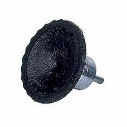 Polyflex 35222 Circular Flared Stem Mount Encapsulated End Brush, 1-3/4 in Dia Brush, Crimped, 0.006 in Dia Filament/Wire, Steel Fill, 1-3/4 in L Trim
