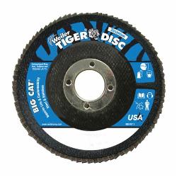 Big Cat 50804 Close High Density Premium Coated Abrasive Flap Disc, 4-1/2 in Dia Disc, 7/8 in Center Hole, 60 Grit, Medium Grade, Zirconia Alumina Abrasive, Type 27/Flat Disc