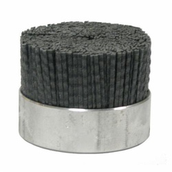 Burr-Rx 86014 Crimped Maximum Density Miniature Rectangle Straight Disc Brush, 3 in Dia Brush, 3/8 in Center Hole, Ceramic Fill