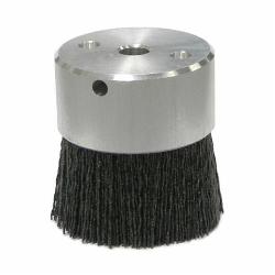 Burr-Rx 86106 Crimped Maximum Density Miniature Round Straight Disc Brush, 2 in Dia Brush, 3/8 in Center Hole, 0.026 in Dia Filament/Wire, Ceramic Fill