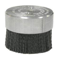 Burr-Rx 86111 Crimped Maximum Density Miniature Round Straight Disc Brush, 3 in Dia Brush, 3/8 in Center Hole, 0.055 in Dia Filament/Wire, Ceramic Fill